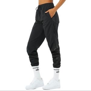 Alo Remix Pant Black Athleisure High Rise Sporty Pockets Shiny Panel Size Small